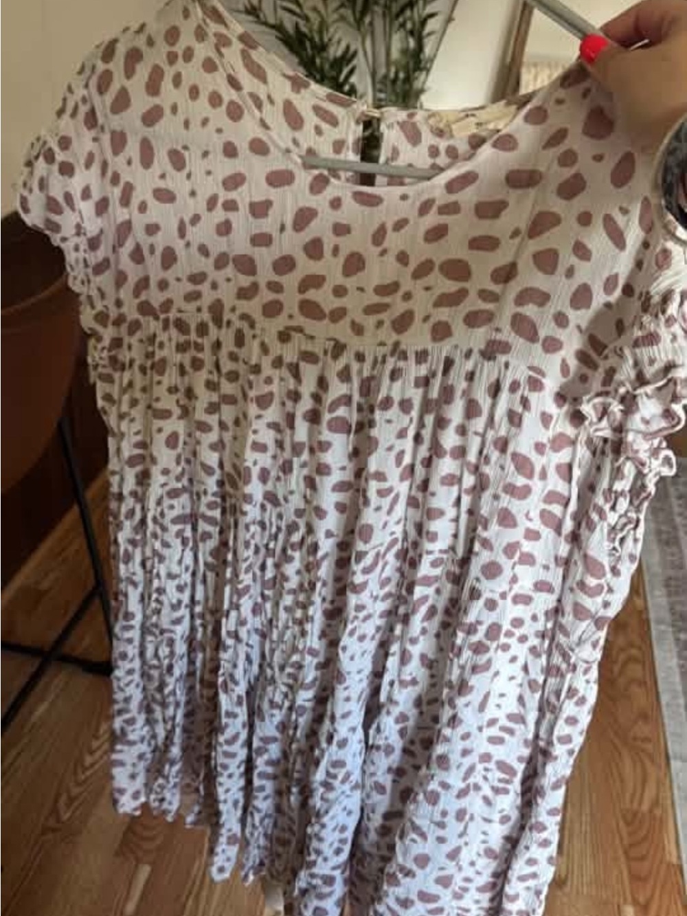 entro White Dress with Taupe Spot Print
